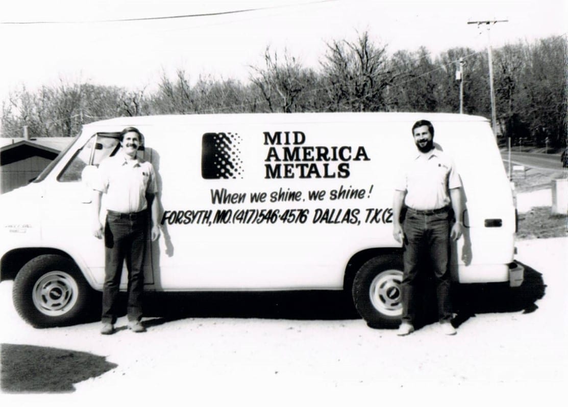 Early photo of Mid America Metals van