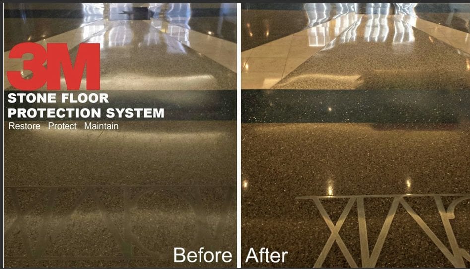 3M before and after floor refinishing