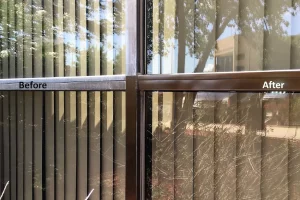 Restoration of exterior window frames with dark anodized aluminum finish