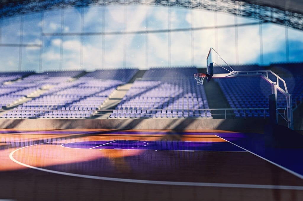 Basketball court benefitting from sports facility maintenance